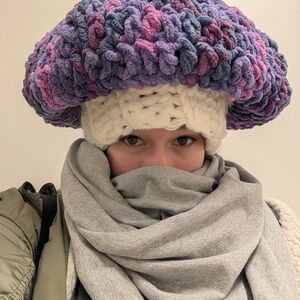 Chunky Knit Purple and Pink Beanie